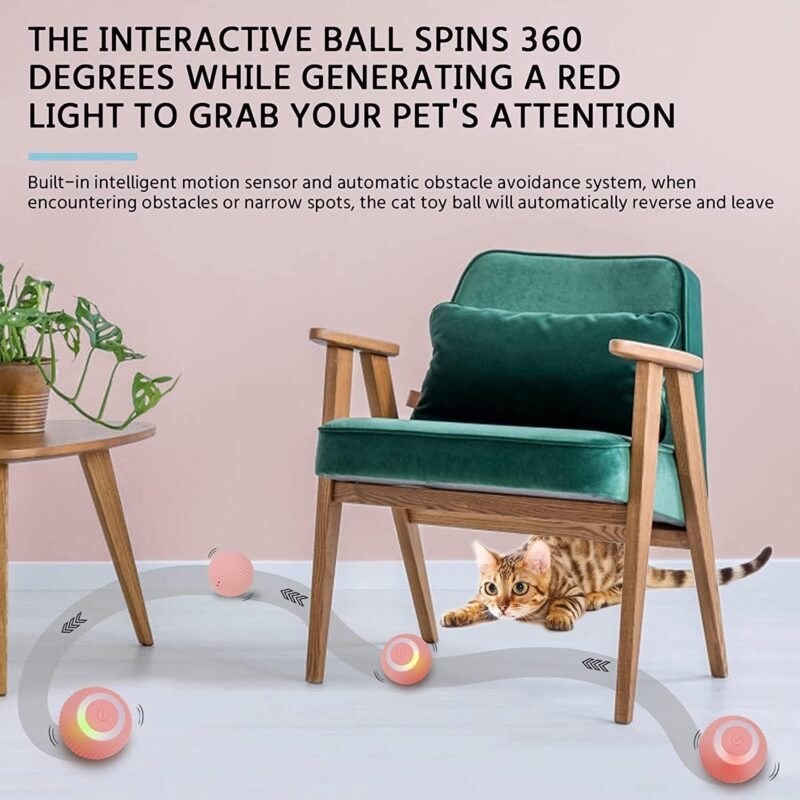 Cat Ball Toy, Interactive Cat Toys, Automatic Motion Activated Moving Ball Hide and Seek Game for Indoor Exercise，Gifts for Kittens - Image 2