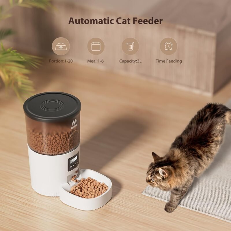Automatic Cat Feeder and Water Fountain, Timed Pet Dry Food Dispenser, Programmable Portion Control, 1-6 Meals Per Day, Cat Fountains for Drinking with Filter, Small Pets (3L Combo) - Image 7