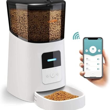 WOPET Automatic Cat Feeder, 6L WiFi Dog Feeder with APP Control for Remote Feeding, Cat Food Dispenser with Low Food Sensor and Voice Recorder, Up to 15 Meals Per Day