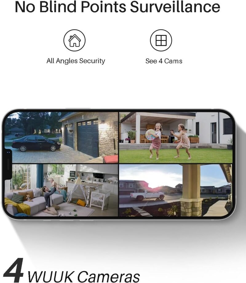 WUUK 2K Security Cameras Wireless Outdoor System, 2-Cams Kit, No Subscription, 240 Days Battery Life, AI Humanoid Alert, Compatible with Alexa/Google, IFTTT, Color Night Vision, Support 2.4G & 5G WiFi - Image 4
