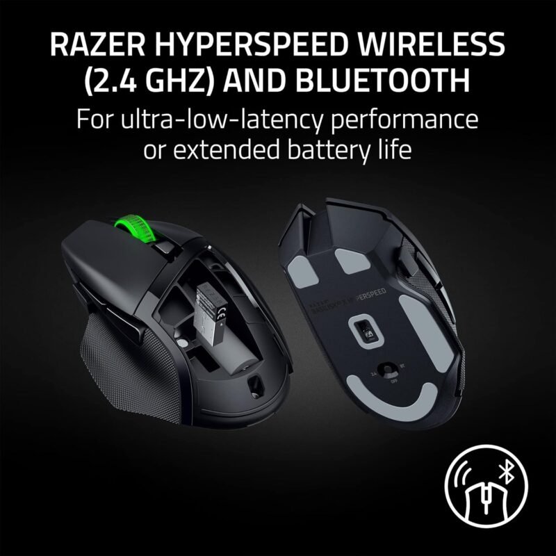 Razer Basilisk V3 X HyperSpeed Wireless Gaming Mouse: Up to 285 Hr Battery - 18K Optical Sensor - Mechanical Switches - Chroma RGB - 9 Programmable Controls - Black - Image 3
