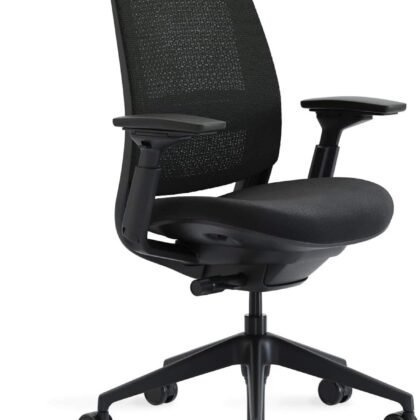 Steelcase Series 2 Office Chair - Ergonomic Work Chair with Wheels for Carpet - with Back Support, Weight-Activated Adjustment & Arm Support - Adjustable Rolling Chairs for Desk - Licorice