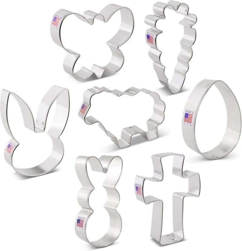 Easter Cookie Cutters 7-Pc Set Made in USA by Ann Clark, Easter Bunny, Egg, Holy Cross, Carrot, Butterfly, Lamb - Image 8