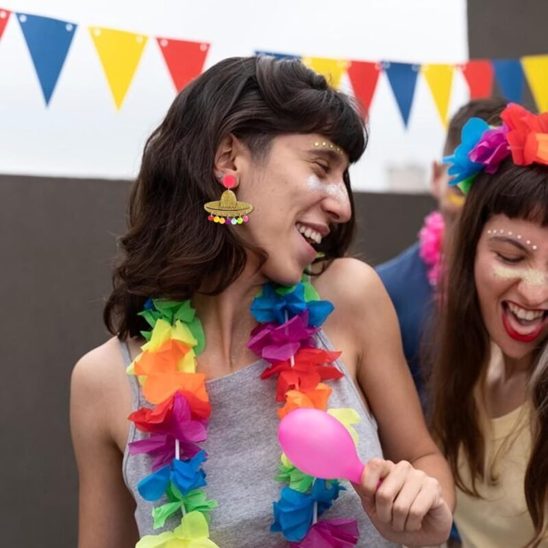 Cinco De Mayo Hats Earrings for Women Fiesta Earrings Cinco De Mayo Shirt Outfit Party Favors Fiesta Dress for Women Mexico Festival Outfits Essentials Accessories - Image 4