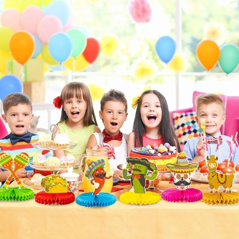 12pcs Fiesta Mexican Party Table Decoration Centerpiece - 8” Paper 5 Cinco De Mayo Party Table Decoration Honeycomb for Fiesta Mexican Themed Taco Party Birthday Day of the Dead Decor Supplies - Image 4