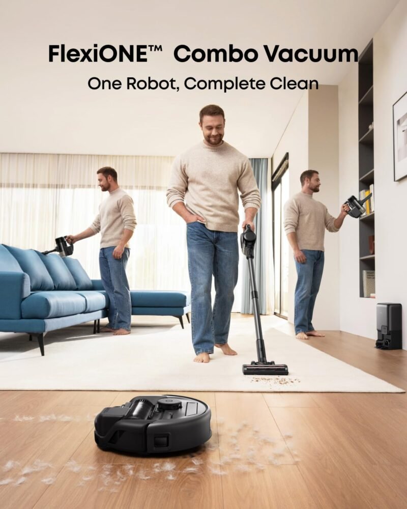 eufy Robot Vacuum 3-in-1 E20,Self Emptying Up to 10 Weeks,Max 30,000Pa with Versatile Stick and Handheld Vacuum Cleaner Combo,Smart Obstacle Avoidance,Pro-Detangle,Perfect for Carpet,Crevices,Stairs - Image 2
