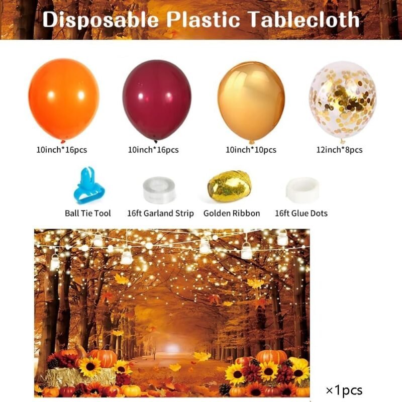IMISHM Thanksgiving Party Decorations With plates and napkins Backdrop Balloon Garland Kit Autumn Disposable Dinnerware For Thanksgiving Party Supplies Friendsgiving Decorations - Image 2