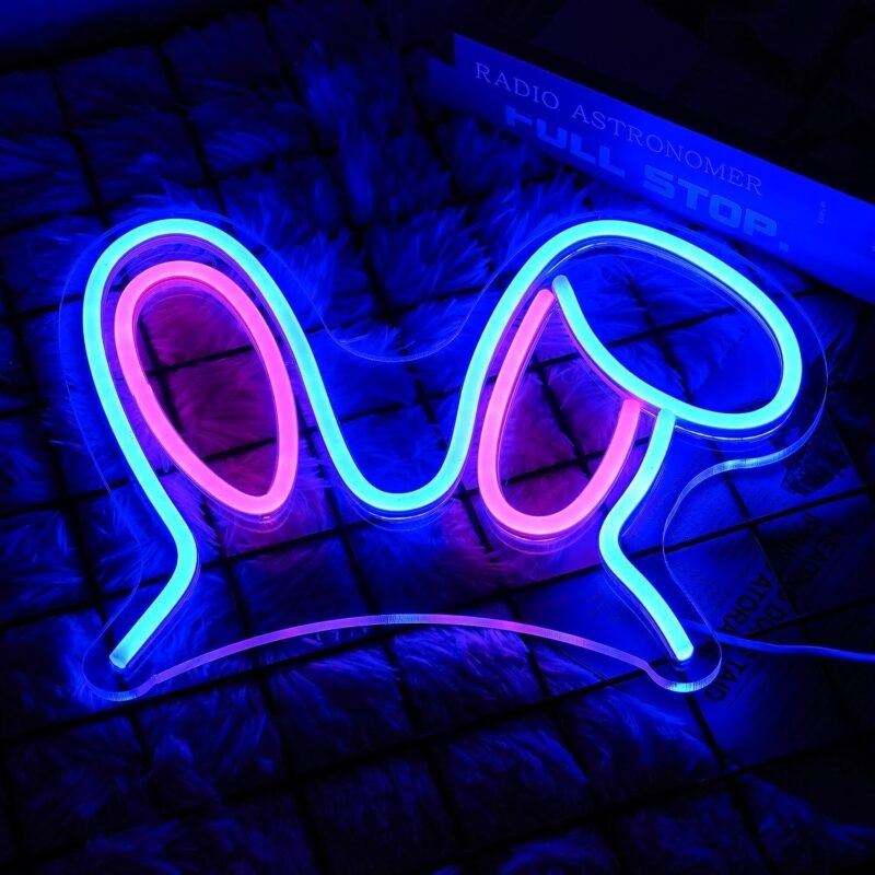 Easter Bunny Neon Sign - Pink Blue Rabbit Ears Light, Dimmable Cute LED Wall Decor for Children's Room, Easter Day Decoration, Gifts, Birthday Parties - Image 5