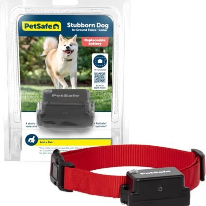 PetSafe Stubborn Dog Fence Collar - Dog Electric Collar Waterproof Receiver, Battery Operated, In Ground Containment for Pets, from The Parent Company of Invisible Fence Brand