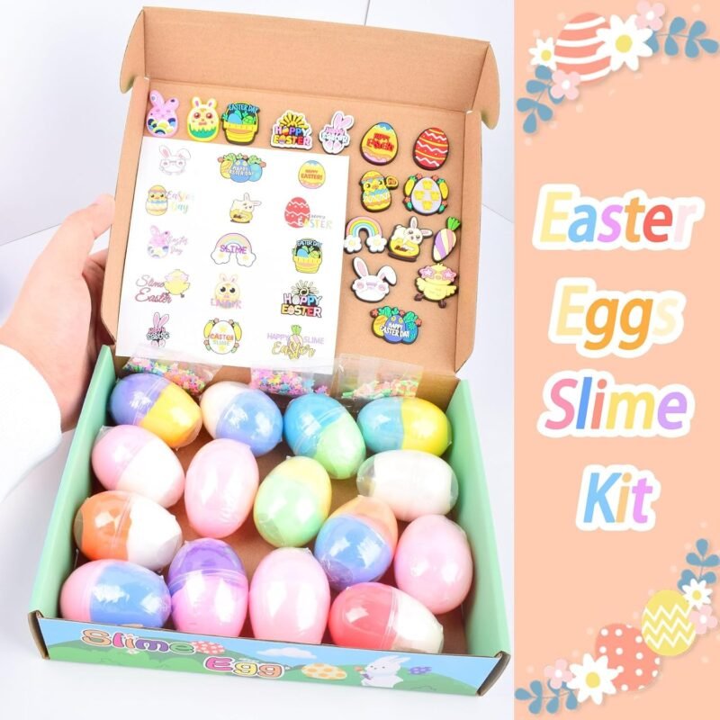 15 Pack Easter Egg Slime Kit, Fun & Stretchy Slime for Kids, Stress Relief Toy, Rabbit, Egg Charms, Easter Basket Stuffers, Birthday Gifts for Girls Boys, DIY Party Favors - Image 2