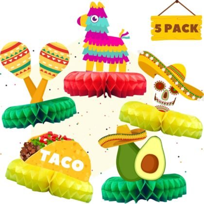 Cinco De Mayo Decorations Extra Large Fiesta Party Decorations Thick Cardboard Mexican Table Centerpiece 5 Pack - Mexican Theme Party Decorations