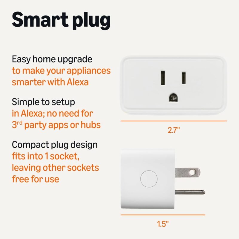 Amazon Basics Smart Plug, Works with Alexa Only, 2.4 GHz Wi-Fi, No Hub Required, 4 Pack, White - Image 2