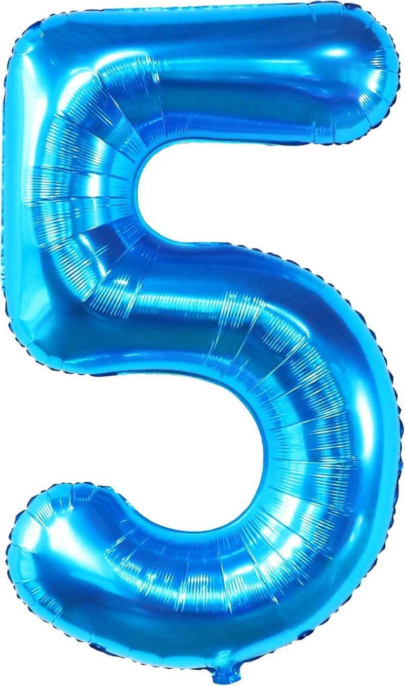 KatchOn, Giant Blue Five Balloon Number - 40 Inch | Number 5 Balloon, 5th Birthday Decorations for Boys | Blue 5 Shark number Balloons | 5 Year Old Balloon for Birthday party | Anniversary Supplies - Image 9