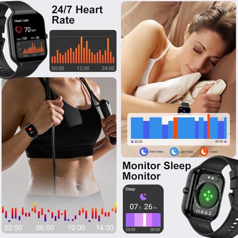 Smart Watch for Men Women, 1.96"HD Smartwatch (Answer/Make Call) with Heart Rate/Sleep Monitor/Spo2/Pedometer, 2025 New Fitness Watch 113+ Sport Modes, IP68 Waterproof Activity Tracker for Android iOS - Image 4