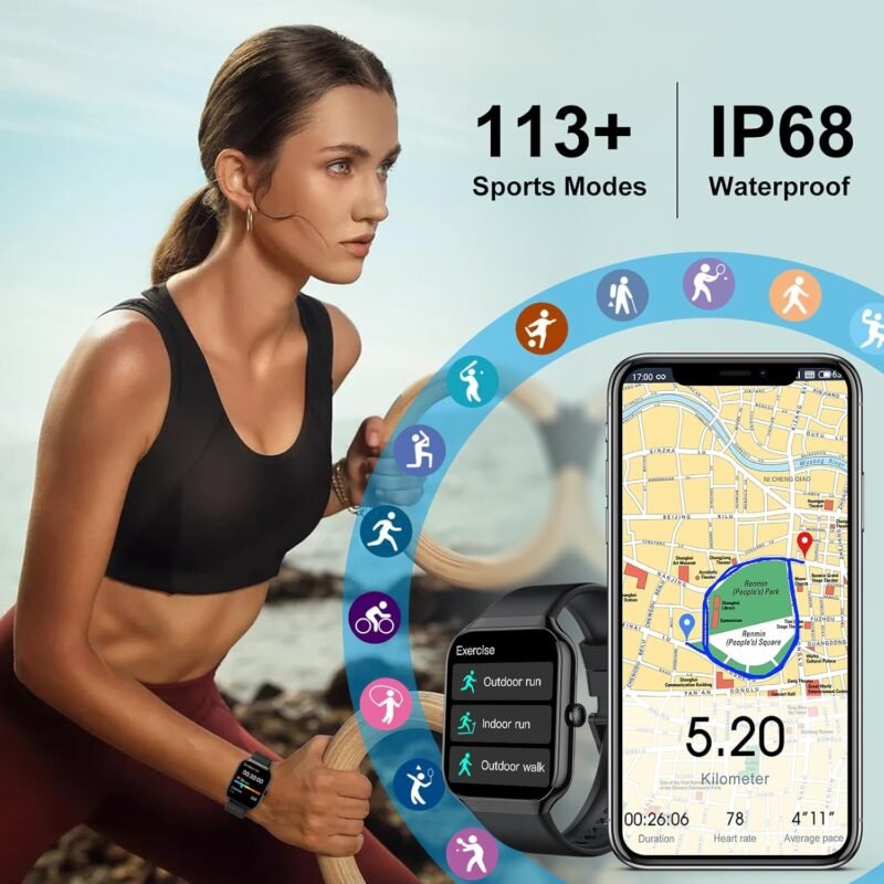 Smart Watch for Men Women, 1.96"HD Smartwatch (Answer/Make Call) with Heart Rate/Sleep Monitor/Spo2/Pedometer, 2025 New Fitness Watch 113+ Sport Modes, IP68 Waterproof Activity Tracker for Android iOS - Image 5