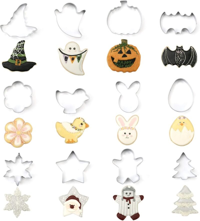 188pcs Cookie Decorating Supplies Kit(ALL-IN-ONE),with 12pcs holiday cookie cutter,Mixing Tools,Piping Tools,Decorating Tools and 100pcs Cookies Bags for Beginners and Decorator - Image 5