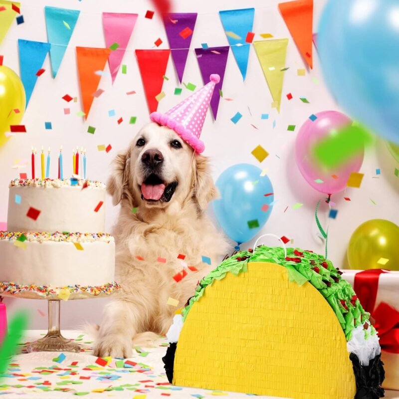 Mini Taco Piñata Mexican Decorations Taco Party Supplies Fiesta Cinco De Mayo Party Decorations with Wooden Stick Paper Blindfold Confetti Set for Adults Girls and Boys, 15.8x 10.3 x 2.8 Inch - Image 7