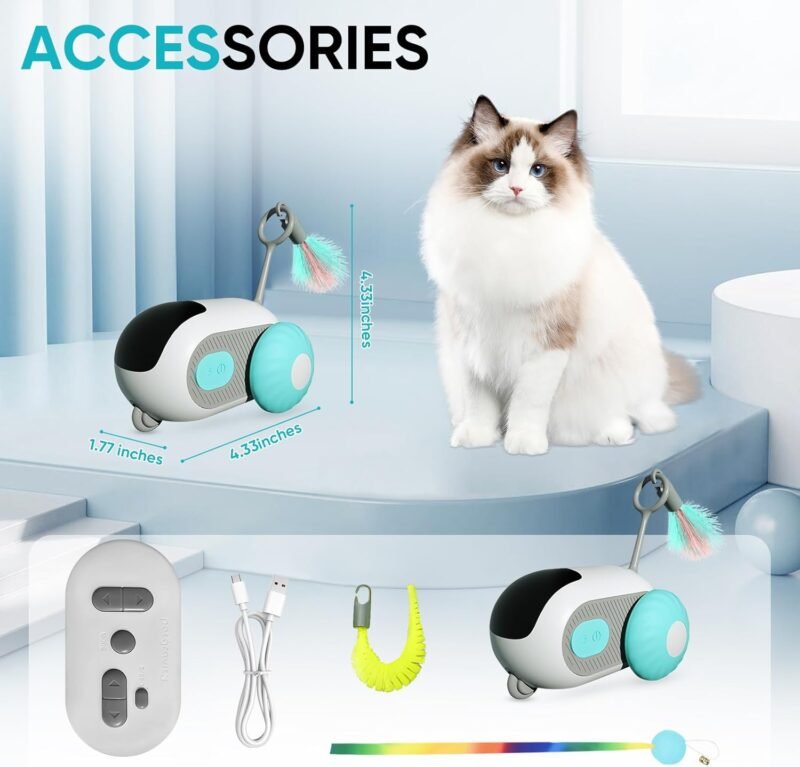 Remote Control Smart Electric Interactive Cat Toy Smart Turbo Tail Automatic Car Toys for Indoor Bored Cats Robot Rc Cat Mental Stimulation Toys Usb Rechargeable Gravity-Sensing Movement Pet Toy - Image 7