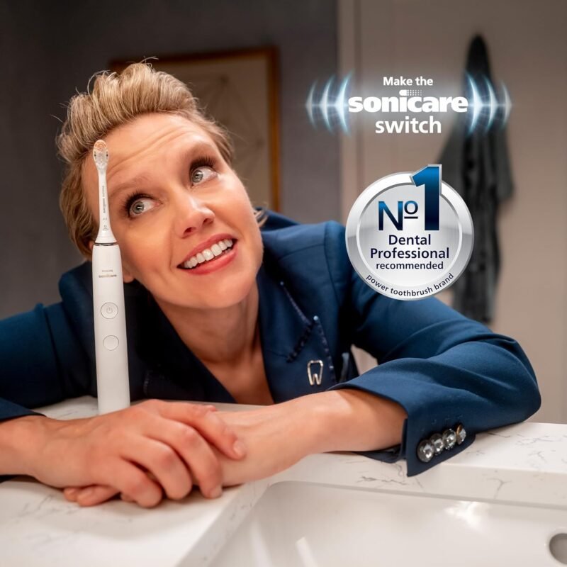 Philips Sonicare DiamondClean Smart 9500 Electric Toothbrush, Sonic Toothbrush with App, Pressure Sensor, Brush Head Detection, 5 Brushing Modes and 3 Intensity Levels, Black, Model HX9923/11 - Image 3