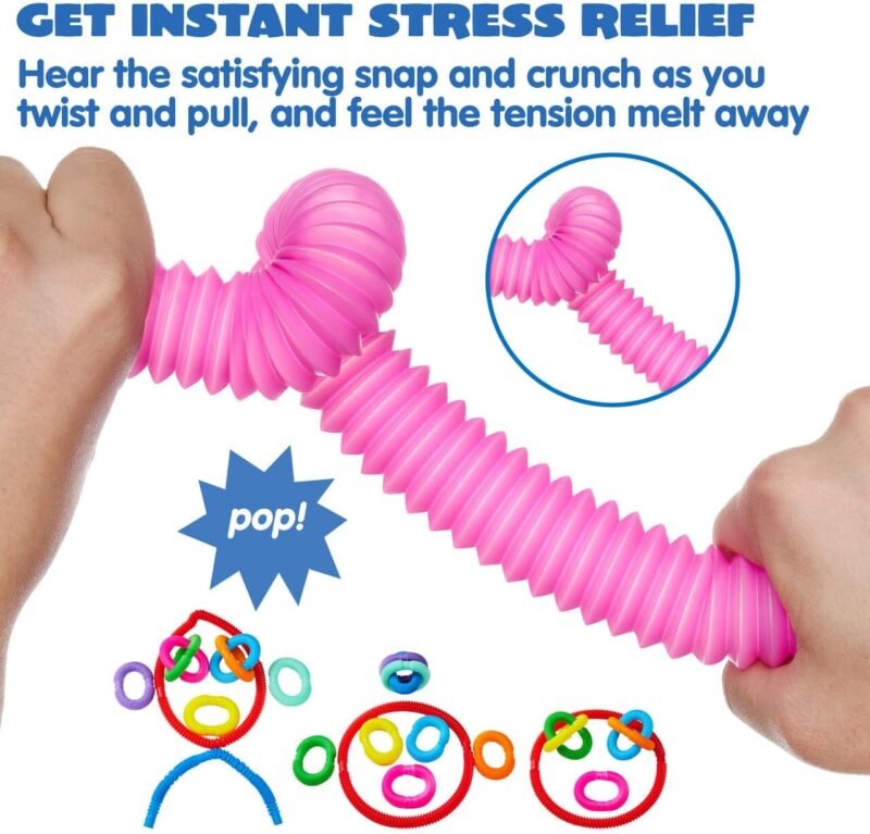 JOYIN 36 Pack Pop Tubes, Sensory Toys (Large) Fidget Toys Party Favors - 9 Colors, Creativity Learning & Fun for Toddler Kids - Perfect for Party, Goodie Bags Stuffers, Classroom School Reward - Image 2