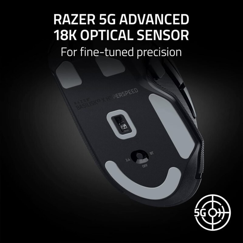 Razer Basilisk V3 X HyperSpeed Wireless Gaming Mouse: Up to 285 Hr Battery - 18K Optical Sensor - Mechanical Switches - Chroma RGB - 9 Programmable Controls - Black - Image 5