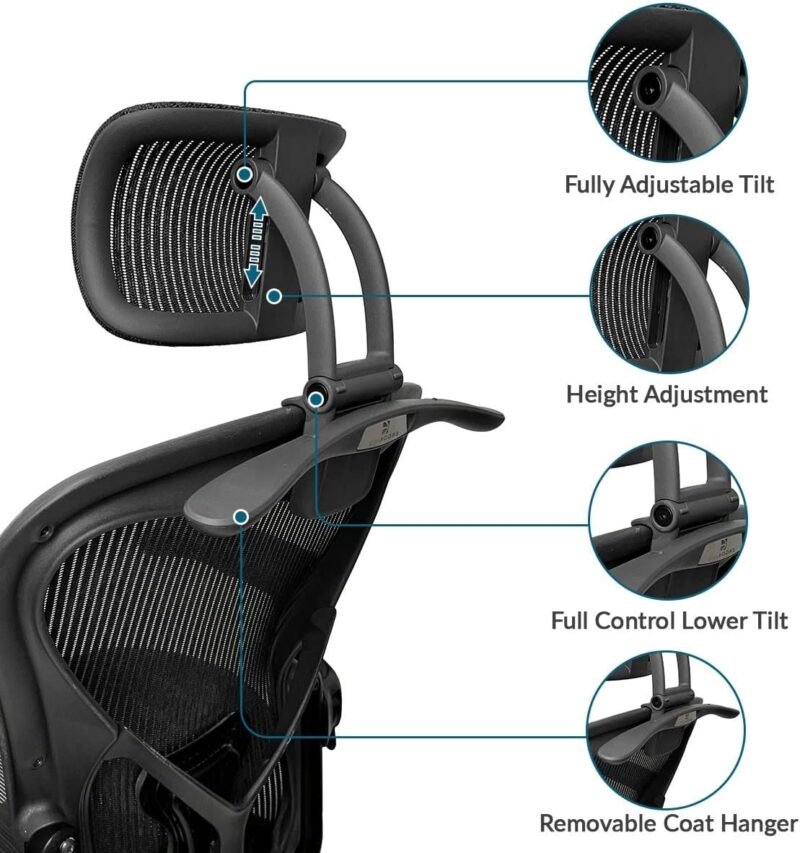 Headrest Attachment Compatible with Herman Miller Aeron Fully Adjustable Height & Tilt, Removable Coat Hanger Available Color for Classic. - Image 2
