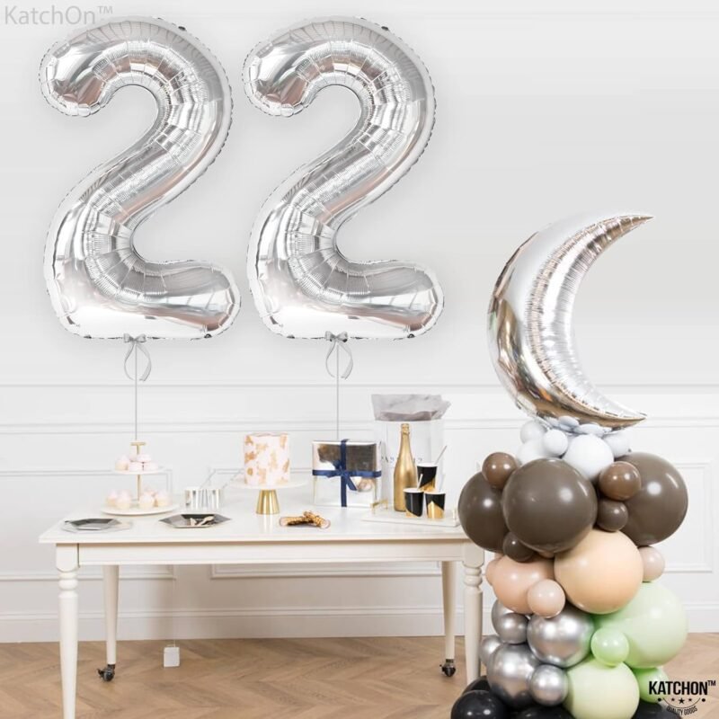 KatchOn 22 Balloon Number Silver - 40 Inch | 22 Number Balloons | Silver 22 Balloons, 22 Birthday Decorations for Men & Women - Image 6