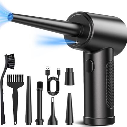 Compressed Air Duster, 3 Gear to 51000RPM Cordless Electric Air Duster, 6000mAh Rechargeable Air Blower with LED Light for Laptop Computer Keyboard Cleaning Pet Hair Replaces Compressed Air Can (68W)