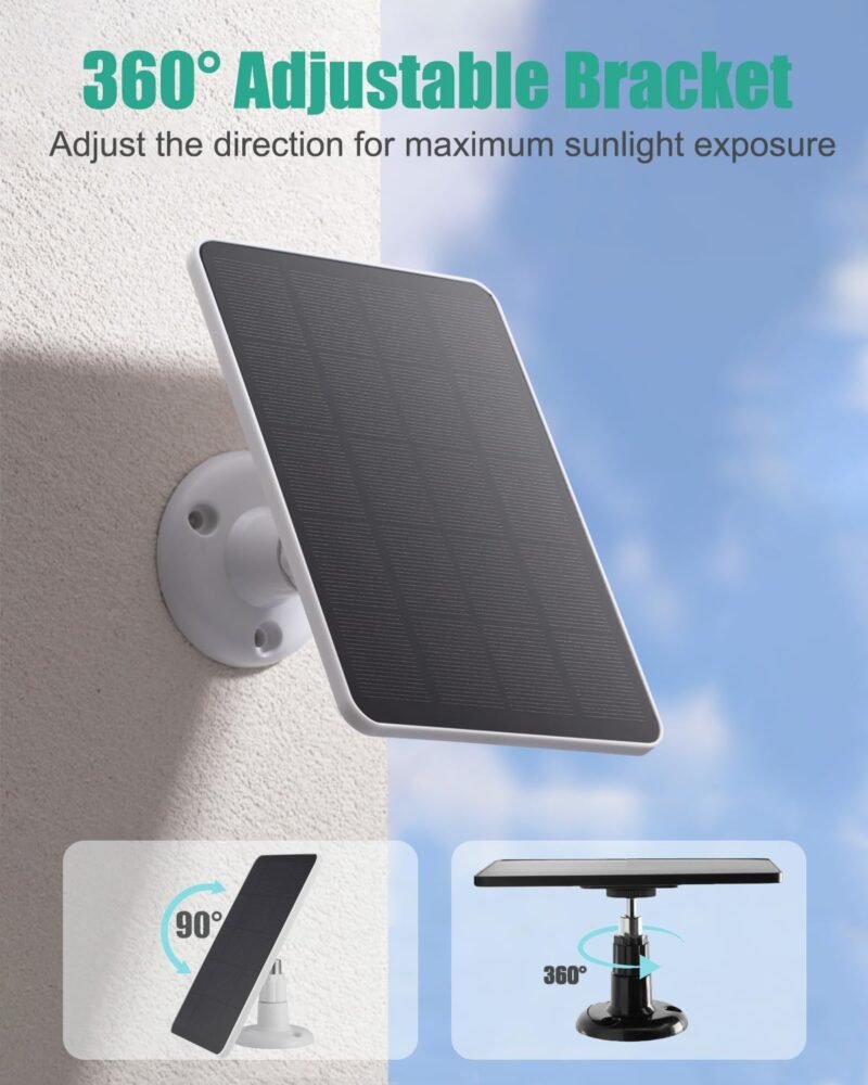 Ring Solar Charger,5W Ring Solar Panel Compatible with Ring Stick Up Cam/Spotlight cam，Weatherproof Ring Camera Solar Panel with 10FT Cable(2Pack White) - Image 5