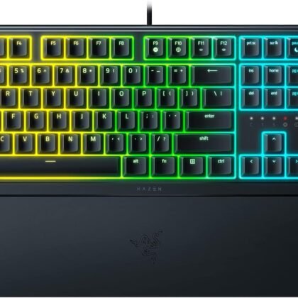 Razer Ornata V3 Gaming Keyboard: Low Profile Keys - Mecha Membrane Switches - UV Coated Keycaps - Backlit Media Keys - 10 Zone RGB Lighting - Spill Resistant - Magnetic Wrist Wrest Snap Tap
