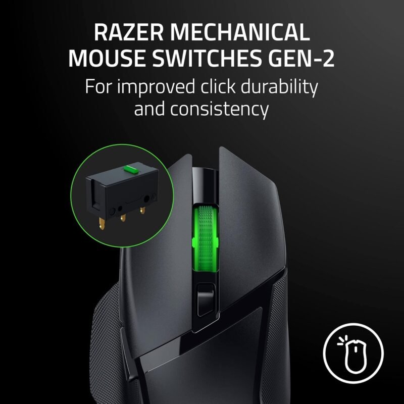 Razer Basilisk V3 X HyperSpeed Wireless Gaming Mouse: Up to 285 Hr Battery - 18K Optical Sensor - Mechanical Switches - Chroma RGB - 9 Programmable Controls - Black - Image 6