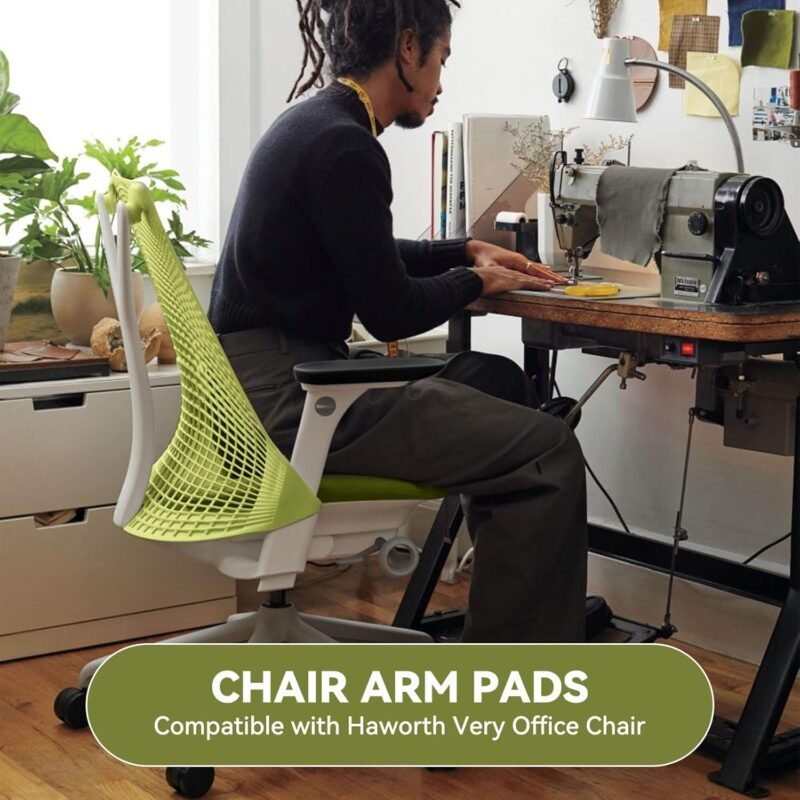 Office Chair Armrest Pads Replacement Compatible with Herman Miller Sayl Office Chair Fixed and Height Adjustable, Black Vinyl (1-Pair) - Image 5