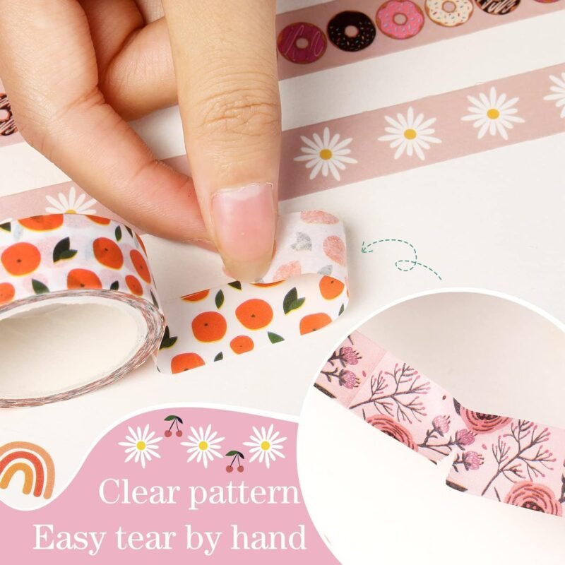 TaoBary 33 Rolls Holiday Plaid Washi Tape, 15 mm Seasonal Washi Tape Set Bohemian Colorful Vintage Cute for Card Wrapping Craft(Bohemia Style) - Image 3