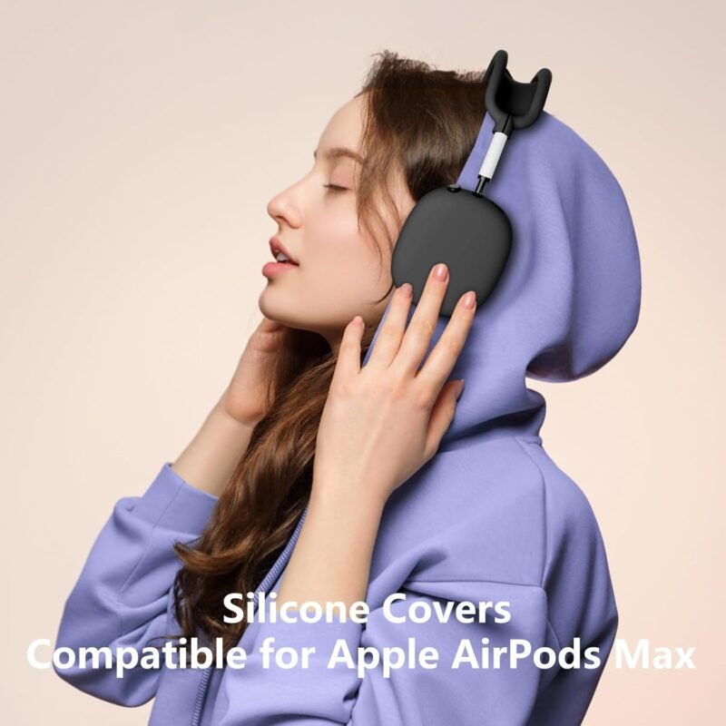 Silicone Case Cover for AirPods Max, Ear Pad Case Cover/Ear Cups Cover/Headband Cover for AirPods Max Headphones, Accessories Soft Silicone Protector for Apple AirPods Max New USB-C (2024) (Black) - Image 6