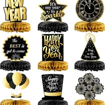 KatchOn, Huge New Years Centerpieces for Tables - Pack of 9 | New Years Table Decorations 2025, Happy New Years Decorations 2025 | New Years Eve Centerpieces for New Years Eve Party Supplies 2025