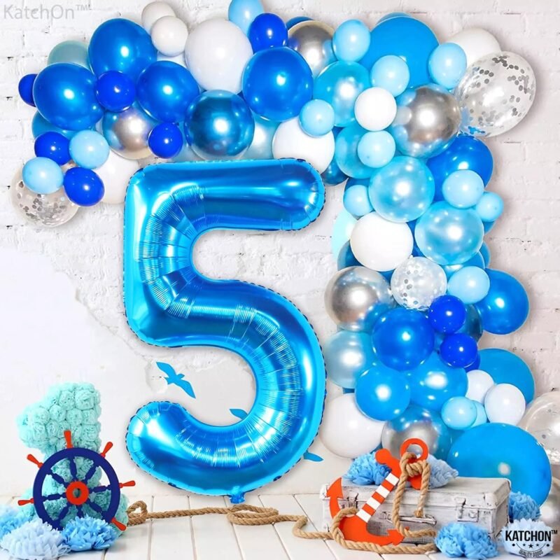 KatchOn, Giant Blue Five Balloon Number - 40 Inch | Number 5 Balloon, 5th Birthday Decorations for Boys | Blue 5 Shark number Balloons | 5 Year Old Balloon for Birthday party | Anniversary Supplies - Image 7