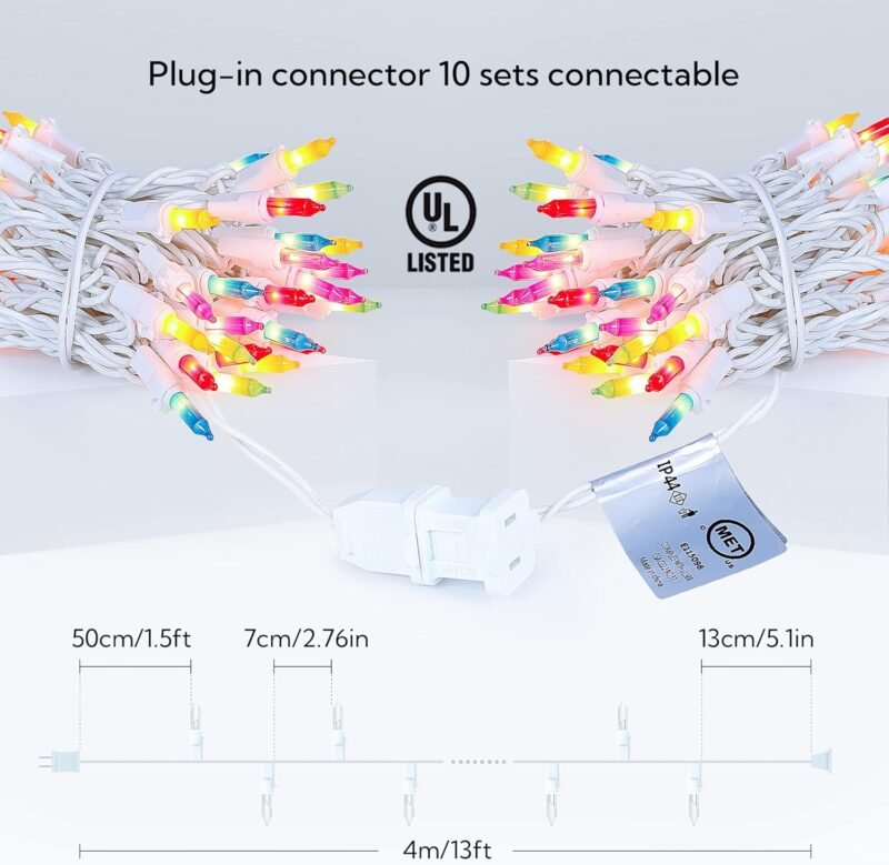 Christmas Decorations Mini String Lights,13feet 50Count Light Set on White Wire Plug in End-to-End Connectable for Indoor Outdoor Party Yard Garden Patio Home Easter Decor, Multicolored - Image 4