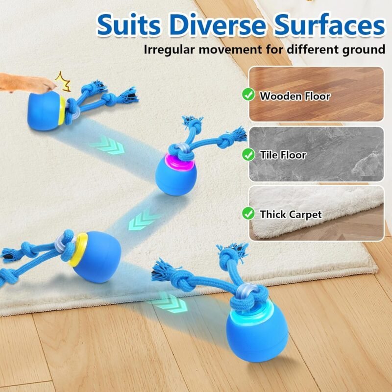 Interactive Dog Toys, Moving Dog Ball with Touch Activated, Active Rolling Ball for Puppy and Medium Dogs, Squeaky, USB Rechargeable - Image 5