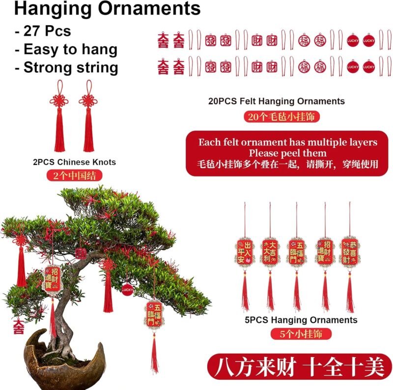 2025 Chinese New Year Gragon Lanterns Set - 38 Pieces Lunar New Year Paper Dragon Lanterns - Symmetric Gragon Garland Hanging Decorations Set for 2025 Spring Festival Party Decor - Image 7