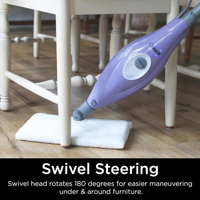 Shark S3501 Steam Pocket Mop Hard Floor Cleaner, With Rectangle Head and 2 Washable Pads, Easy Maneuvering, Quick Drying, Soft-Grip Handle and Powerful Steam, Purple - Image 4