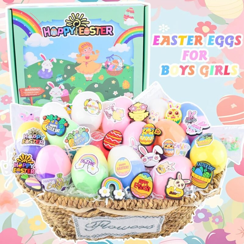 15 Pack Easter Egg Slime Kit, Fun & Stretchy Slime for Kids, Stress Relief Toy, Rabbit, Egg Charms, Easter Basket Stuffers, Birthday Gifts for Girls Boys, DIY Party Favors - Image 8