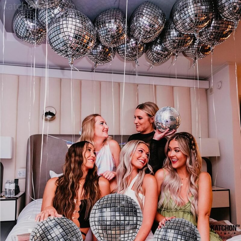 KatchOn, Silver Disco Ball Balloons -22 Inch, Pack of 6 | 4D Sphere Balloons for Disco Party Decorations | 70s Party Decoration | Silver Graduation Decorations 2025, Prom Decor - Image 2