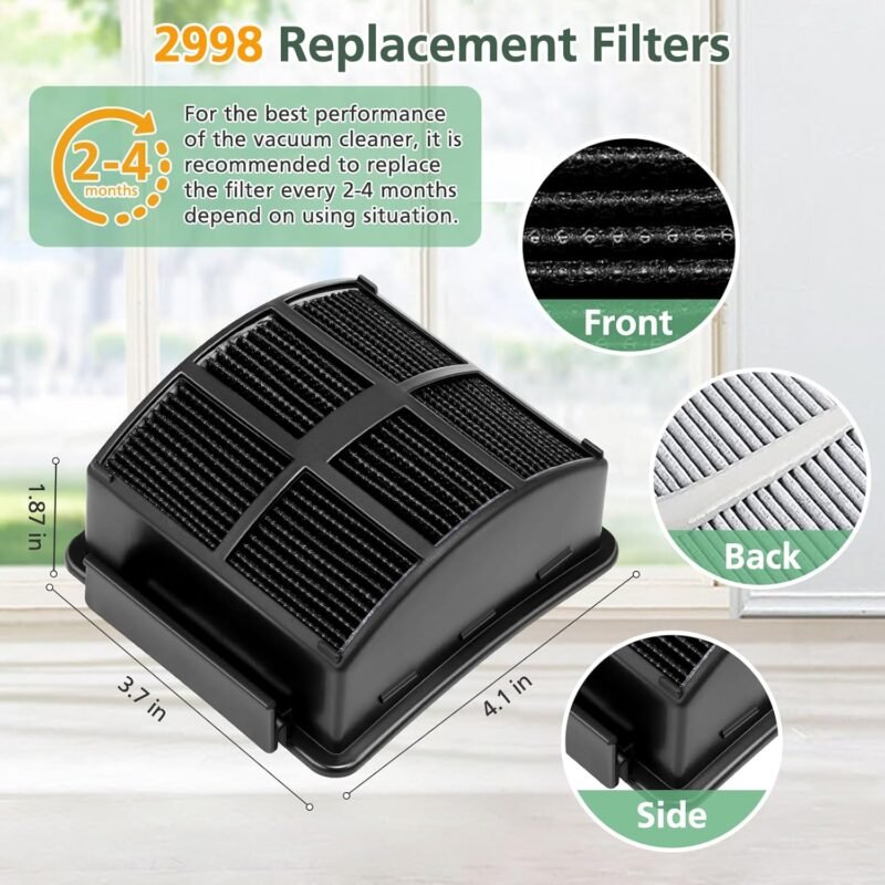 HEPA Filter Replacement Kit Compatible with Bissell 2998 Multiclean Lift-Off Pet Vacuum, Fit for Bissell 2998 2999 2849 3000 3057 28492 31259 3399 2852 31269 3125W Vacuum, Part 1625641 (3+6 Pack) - Image 3