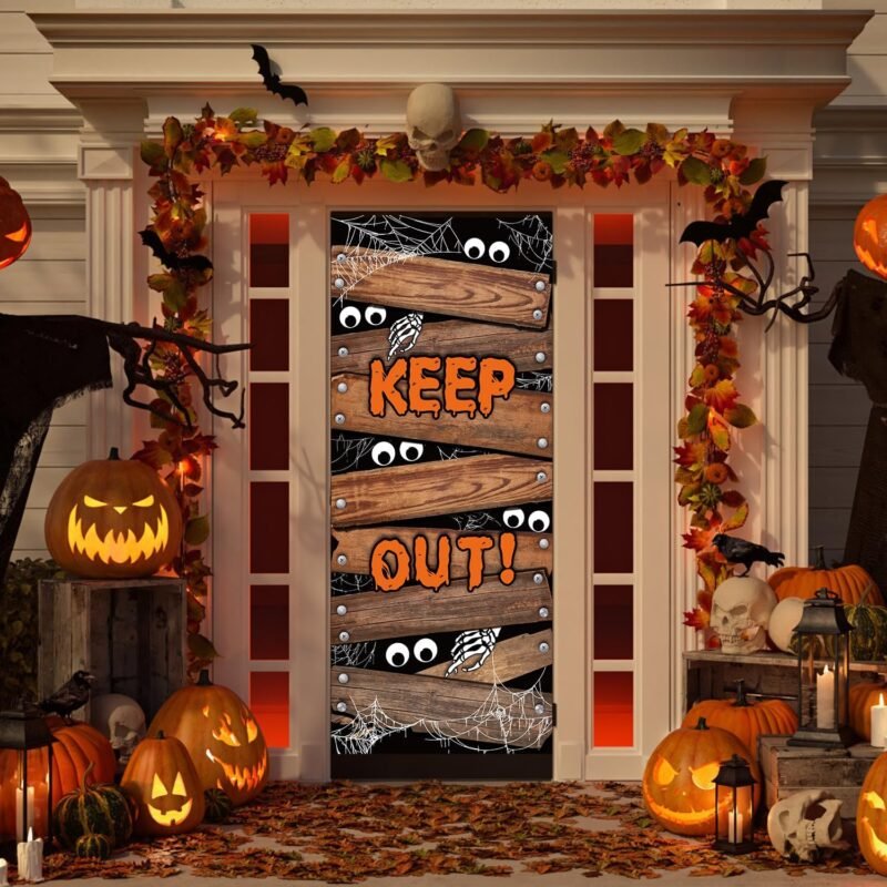 IMISHM Halloween Door Decorations Halloween Door Cover Large Fabric Halloween Decorations for Front Door Halloween Porch Sign for Halloween Party Decorations - Image 4