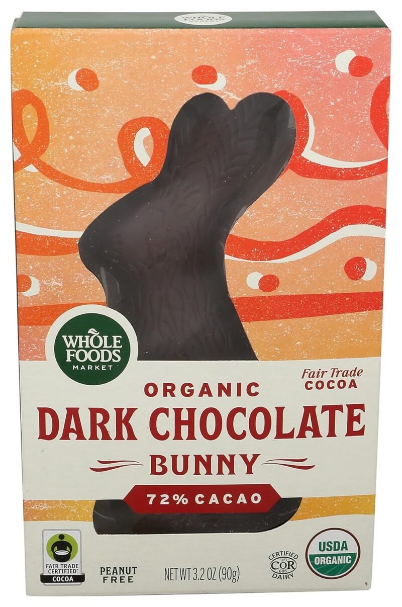 Whole Foods Market, Limited Edition Organic Easter Bunny, Dark Chocolate, 3.2 Ounce