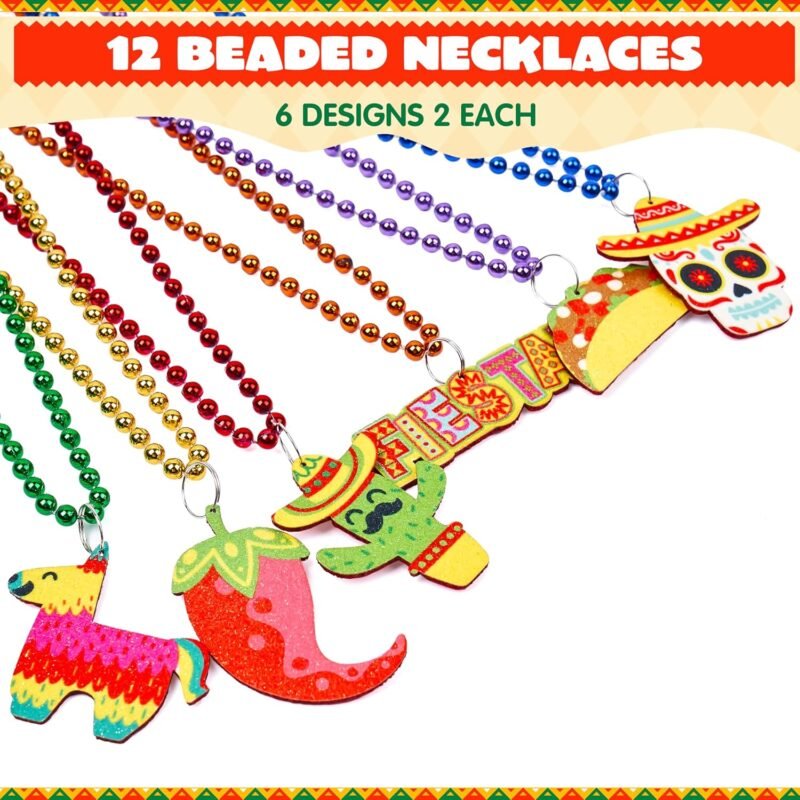 JOYIN 24 PCS Cinco de Mayo Beaded Necklaces for Party Decorations, Fiesta Beaded Necklace for Mexican Themed Bachelorette Party Favors, Photo Props Carnivals Event Decorations - Image 2