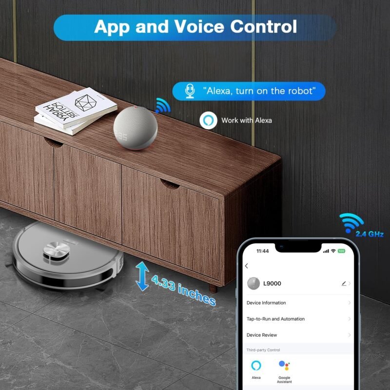 Tikom Robot Vacuum and Mop with LiDAR Navigation L9000, 4000Pa Robotic Vacuum Cleaner, 150Min Max, Smart Mapping, Good for Pet Hair, Carpet, Hard Floor - Image 8