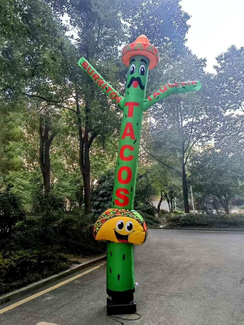 20ft Tacos Air Inflatable Dancer Puppet with Sombrero Hat - Eye-Catching Taco Burritos & Taqueria Advertising for Mexican Restaurants Events Promotions – Durable Colorful Sky Tubeman (Without Blower) - Image 3