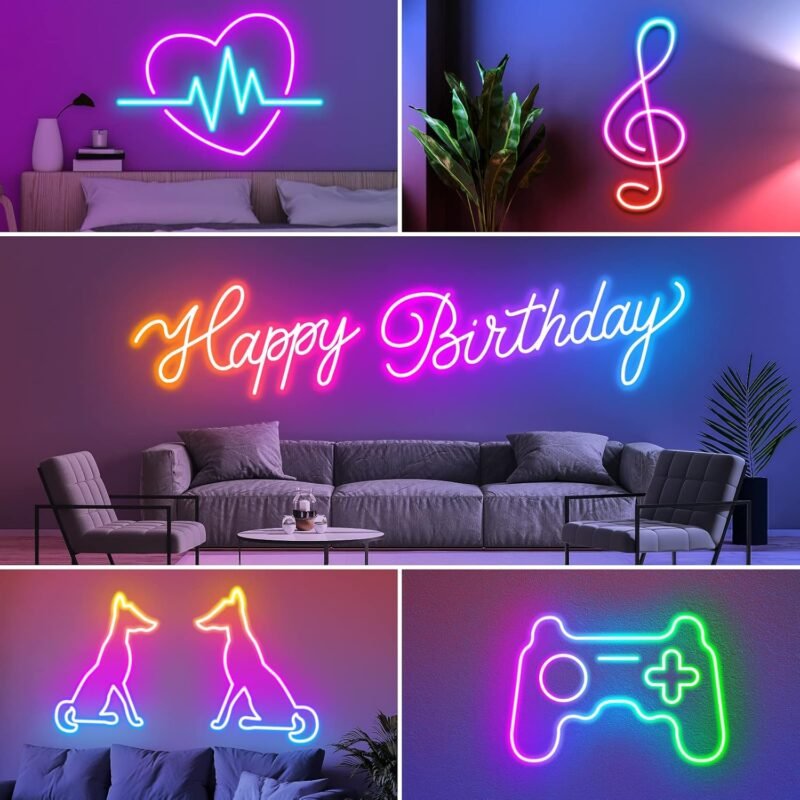 20Ft Neon Rope Lights,Flexible Led Rope Lights Control with App/Remote,Multiple Modes Rope Lights,IP65 Outdoor RGB Led Neon Lights Waterproof,Music Sync Gaming Led Neon Light Strip for Bedroom Decor - Image 4