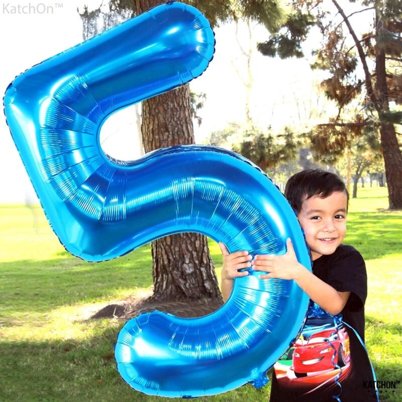 KatchOn, Giant Blue Five Balloon Number - 40 Inch | Number 5 Balloon, 5th Birthday Decorations for Boys | Blue 5 Shark number Balloons | 5 Year Old Balloon for Birthday party | Anniversary Supplies - Image 6